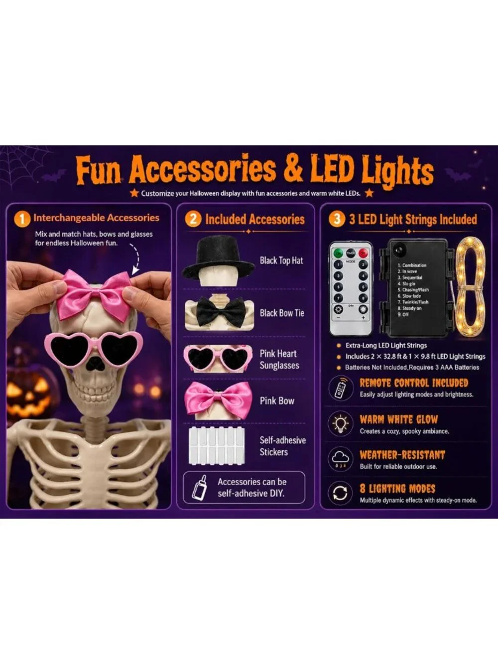 36-Inch Lighted Human & Dog Skeleton Halloween Decor - Spooky Outdoor Display